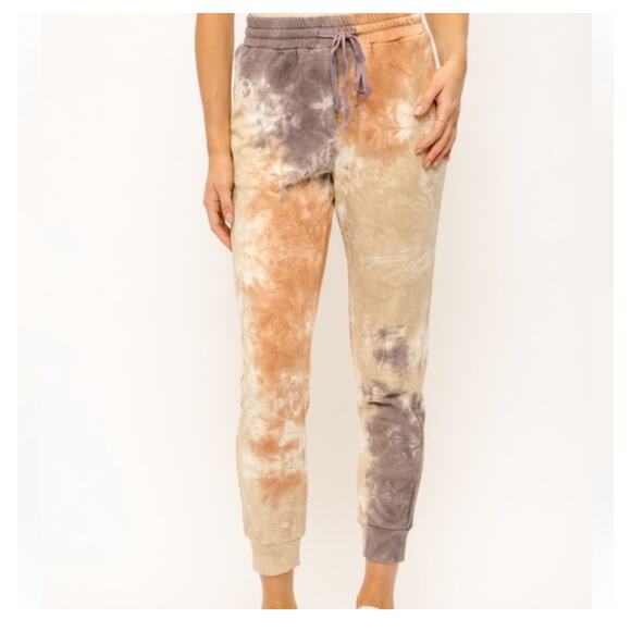 NWT! Mystree Women’s Sz M Jogger Pant Purple Rust Cream K147 - Picture 2 of 5